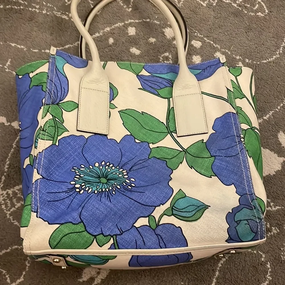 Kate Spade Blue Floral Canvas Style Large tote bag
